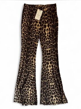 Source Unknown Leopard Print Boot-Cut & Flare Pants in Brown and Black